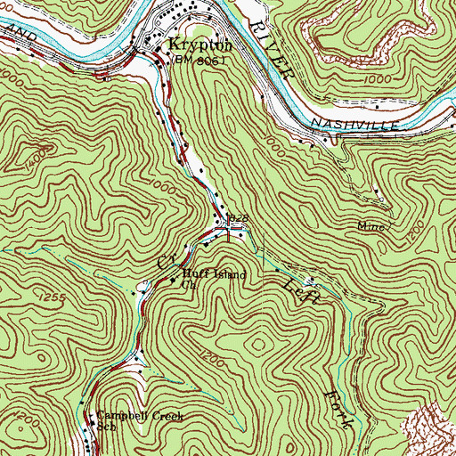 Topographic Map of Left Fork Campbell Creek, KY
