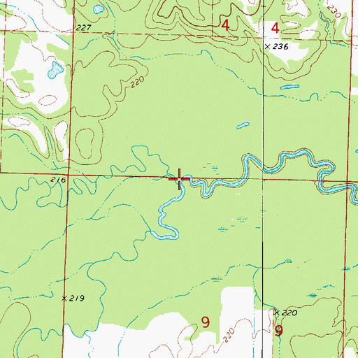 Topographic Map of Little Terre Rouge Creek, AR
