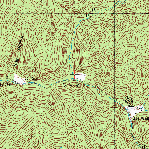 Topographic Map of Left Fork Elisha Creek, KY