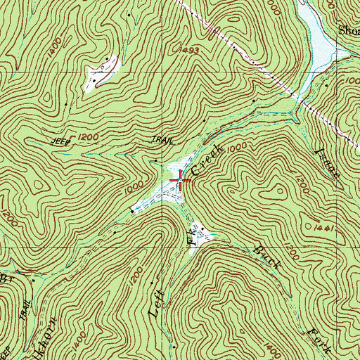 Topographic Map of Left Fork Elkhorn Creek, KY
