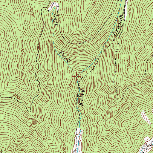 Topographic Map of Left Fork Kelly Branch, KY