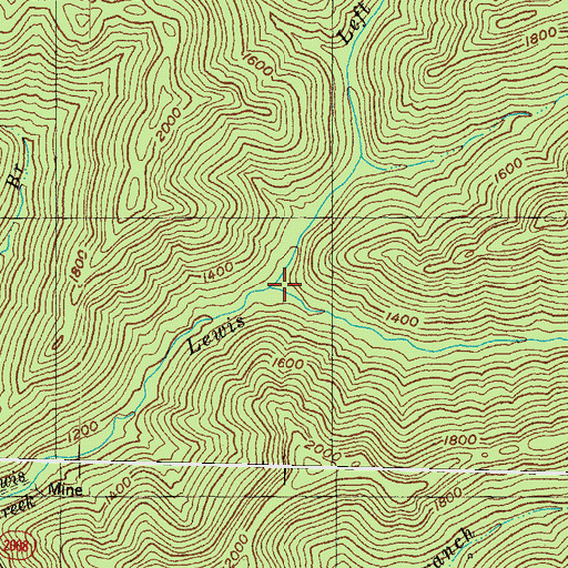 Topographic Map of Left Fork Lewis Creek, KY