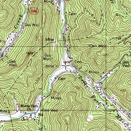 Topographic Map of Left Fork Maces Creek, KY