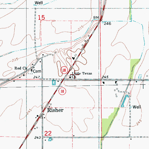 Topographic Map of Little Texas Church, AR