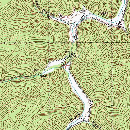 Topographic Map of Left Fork Otter Creek, KY