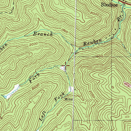 Topographic Map of Left Fork Reuben Branch, KY