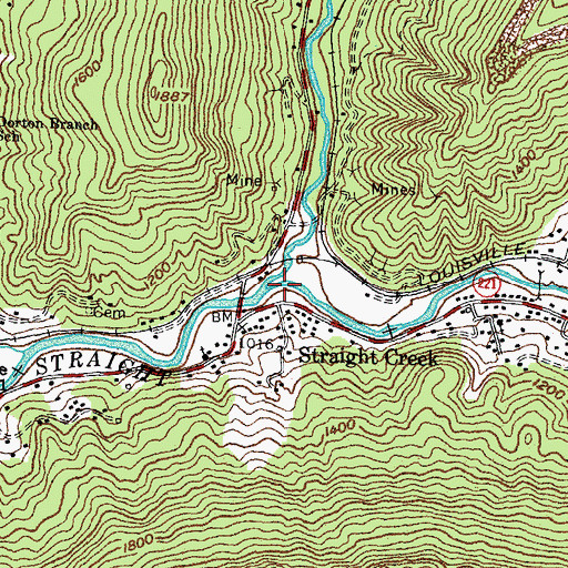 Topographic Map of Left Fork Straight Creek, KY
