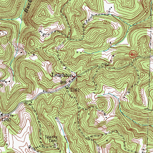 Topographic Map of Leighton, KY