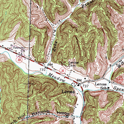 Topographic Map of Lerose Cemetery, KY