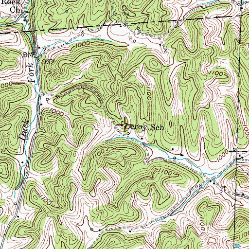 Topographic Map of Leroy School, KY