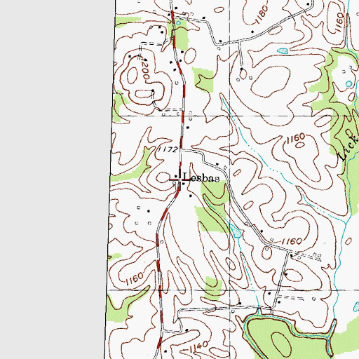 Topographic Map of Lesbas, KY
