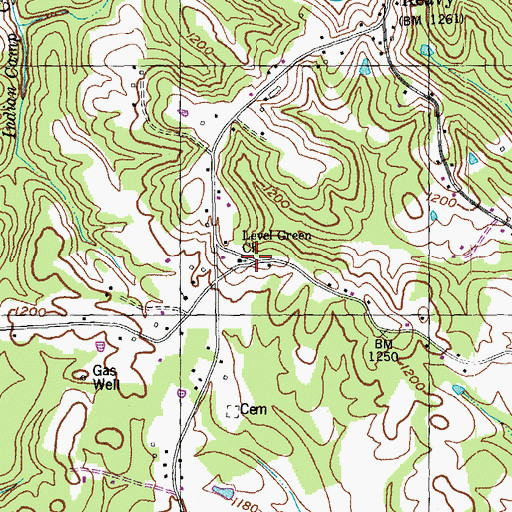 Topographic Map of Level Green Missionary Baptist Church, KY