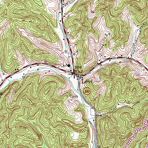 Topographic Map of Levi, KY