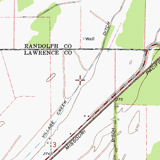 Topographic Map of Little Village Creek Ditch, AR