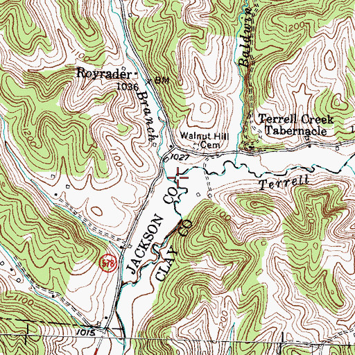 Topographic Map of Lewis Branch, KY