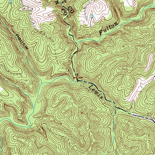 Topographic Map of Lewis Branch, KY