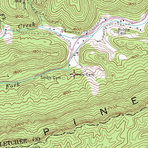 Topographic Map of Lewis Cemetery, KY