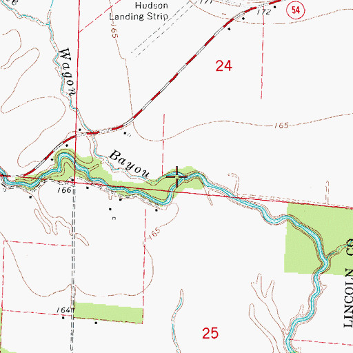 Topographic Map of Little Wagon Bayou, AR