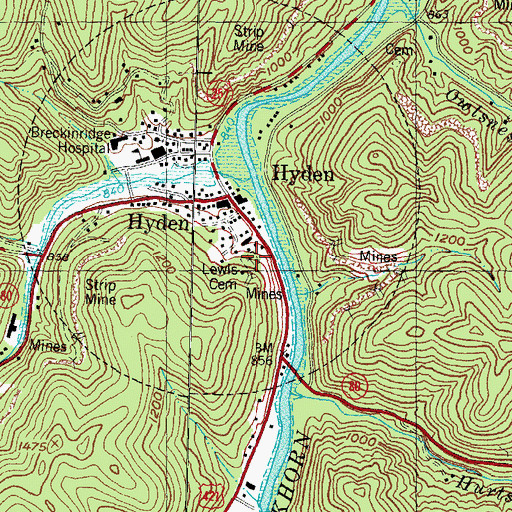 Topographic Map of Lewis Cemetery, KY