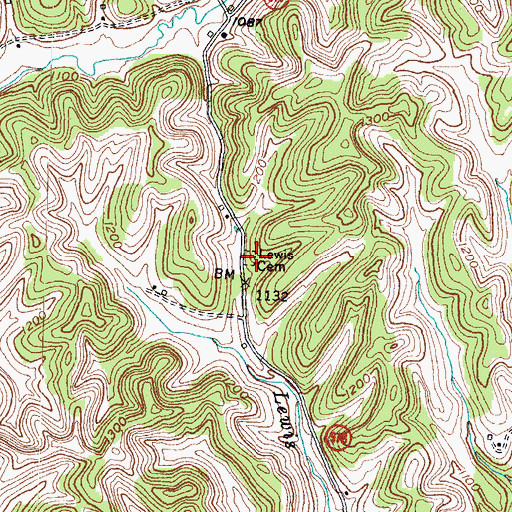Topographic Map of Lewis Cemetery, KY