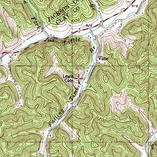 Topographic Map of Lewis Cemetery, KY