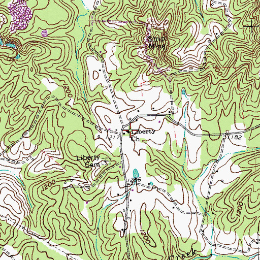 Topographic Map of Liberty Church, KY
