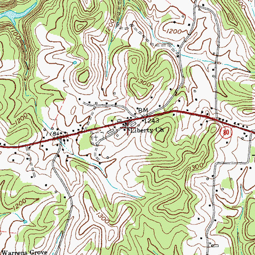 Topographic Map of Liberty Baptist Church, KY