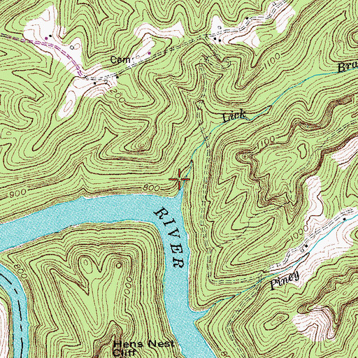 Topographic Map of Lick Branch, KY