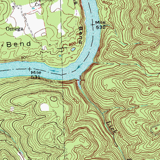 Topographic Map of Lick Branch, KY