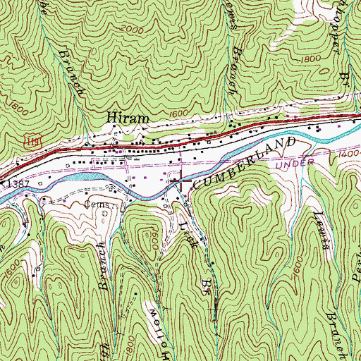 Topographic Map of Lick Branch, KY