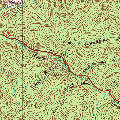 Topographic Map of Lick Branch, KY