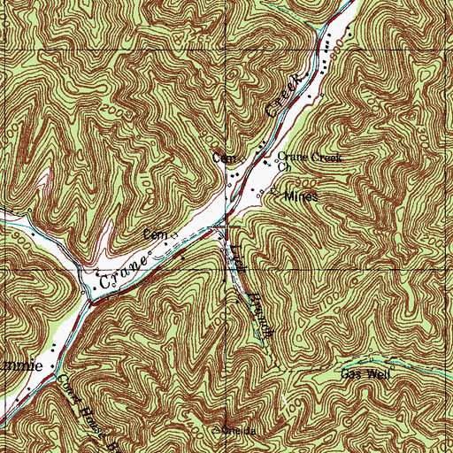 Topographic Map of Lick Branch, KY