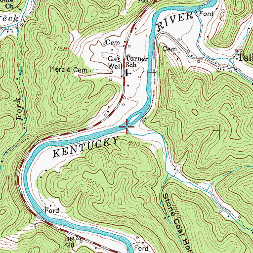 Topographic Map of Lick Branch, KY