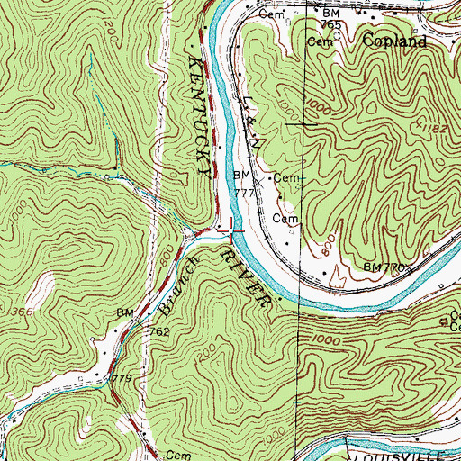 Topographic Map of Lick Branch, KY