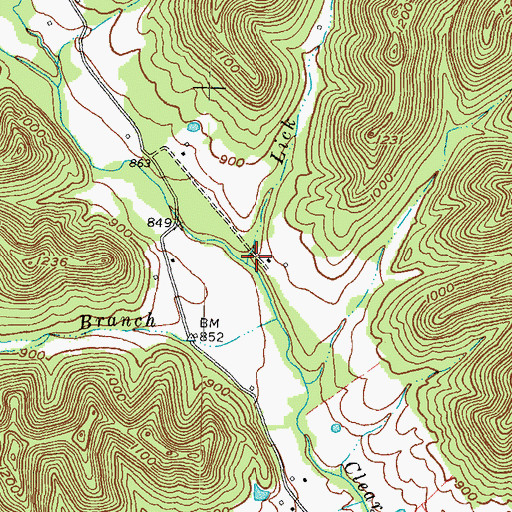Topographic Map of Lick Branch, KY