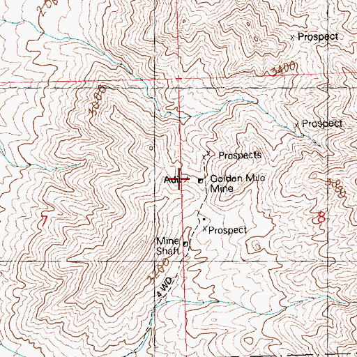 Topographic Map of Golden Mile Mine, AZ
