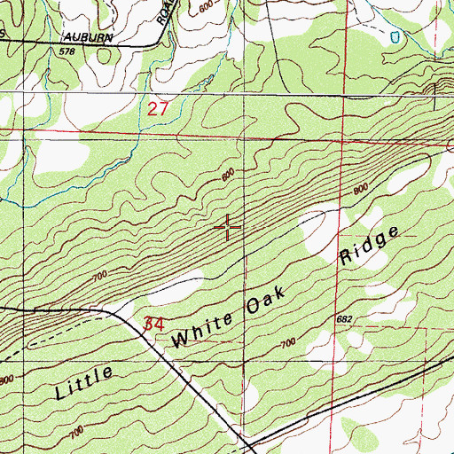 Topographic Map of Little White Oak Ridge, AR