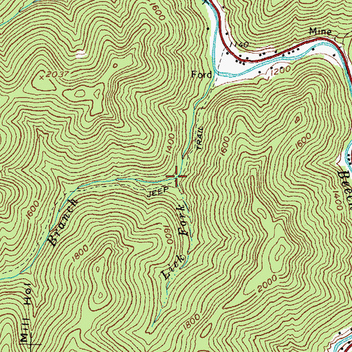 Topographic Map of Lick Fork, KY