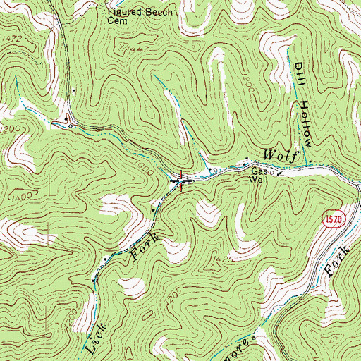 Topographic Map of Lick Fork, KY