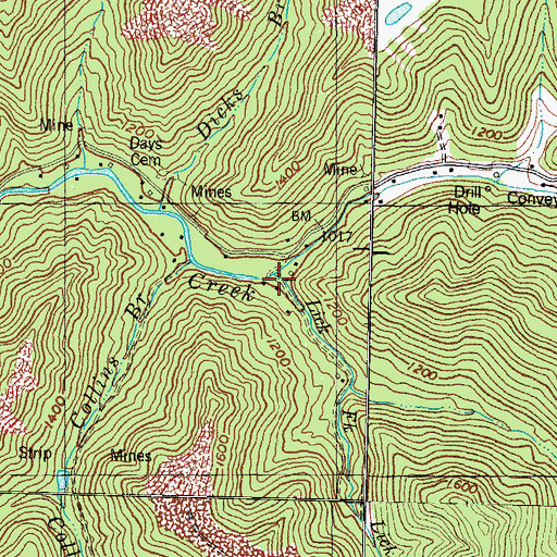 Topographic Map of Lick Fork, KY