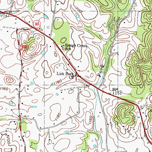 Topographic Map of Lick Fork Church, KY