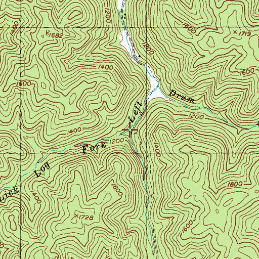 Topographic Map of Lick Log Fork, KY