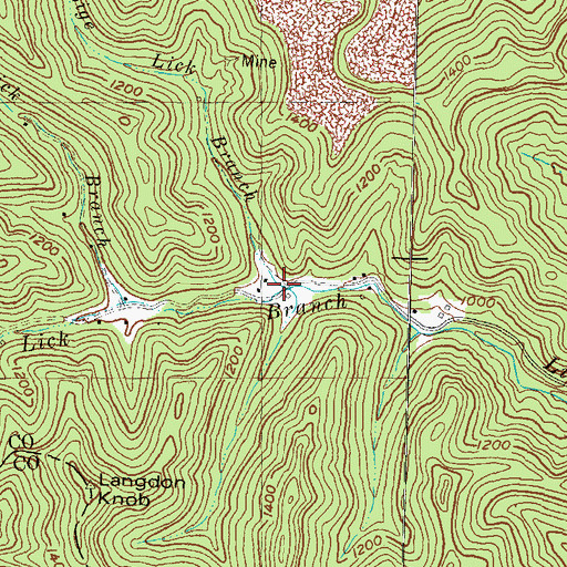 Topographic Map of Lige Lick Branch, KY