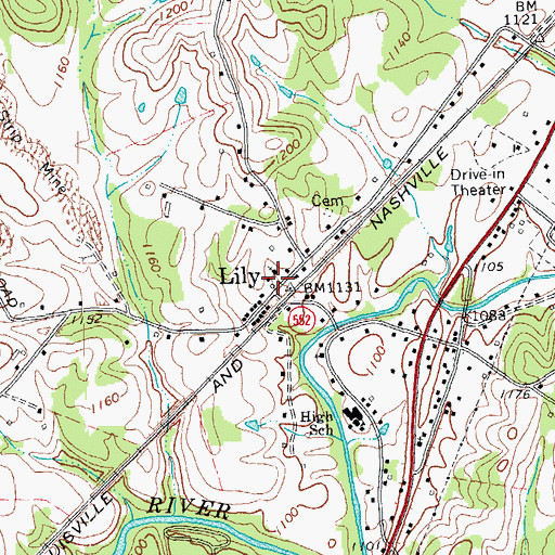 Topographic Map of Lily, KY