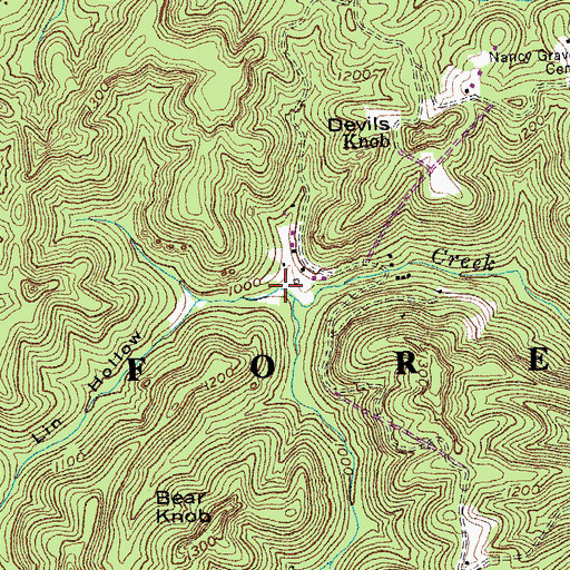 Topographic Map of Lin Hollow, KY