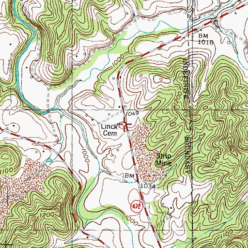 Topographic Map of Linck Cemetery, KY