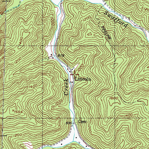 Topographic Map of Lincoln, KY