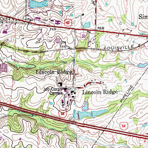 Topographic Map of Lincoln Ridge, KY