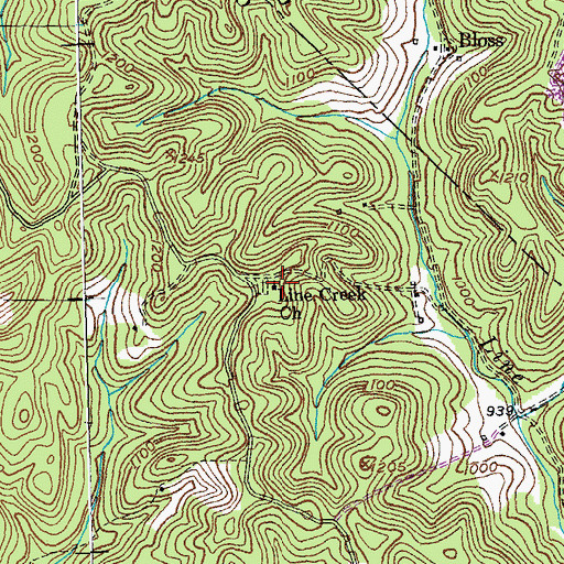 Topographic Map of Line Creek Church, KY