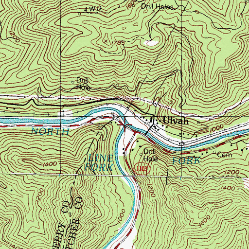 Topographic Map of Line Fork, KY